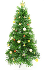 Decorated Christmas tree isolated on white