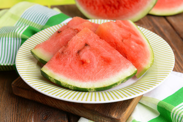 Juicy watermelon on table close-up