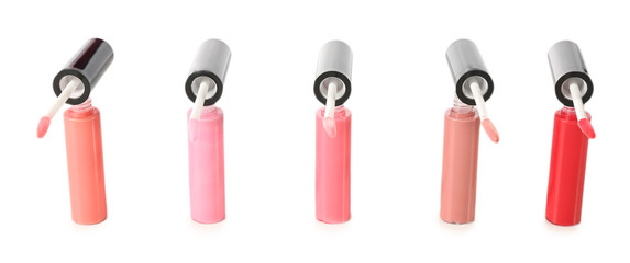 Beautiful lip glosses, isolated on white