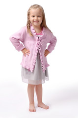 Little girl on a white background