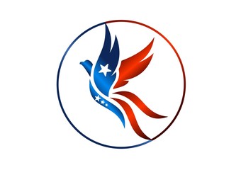 Naklejka premium bird,logo,phoenix,flying,hawk,eagle,wings,USA flag, globe