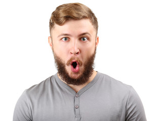 Portrait of handsome man with beard isolated on white