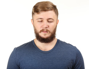 Obraz premium Portrait of handsome man with beard isolated on white