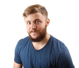 Obraz premium Portrait of handsome man with beard isolated on white