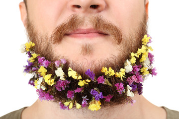 Long beard of flowers isolated on white