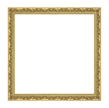 The antique gold frame on the white background