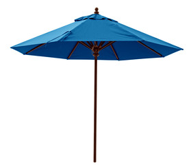 Blue beach umbrella - obrazy, fototapety, plakaty