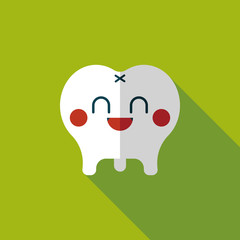 Tooth Flat style Icon with long shadows