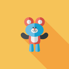 teddy bear flat icon with long shadow