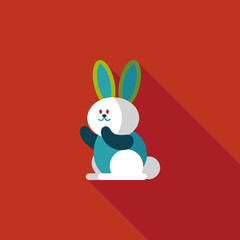 Rabbit flat icon with long shadow,eps 10