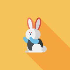 Rabbit flat icon with long shadow,eps 10