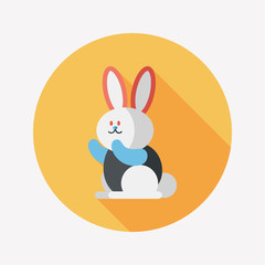 Rabbit flat icon with long shadow,eps 10