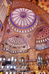 Fototapeta na wymiar Blue mosque interior in Istanbul Turkey