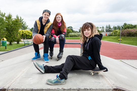 Teenagers At A Skate Park