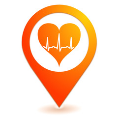 rythme cardiaque sur symbole localisation orange