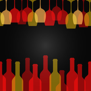 wine glass bottle art design background