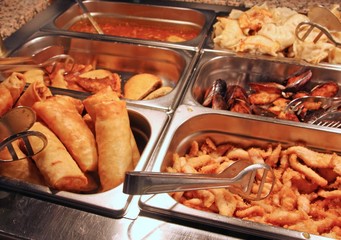 spring rolls in Chinese buffet restaurant