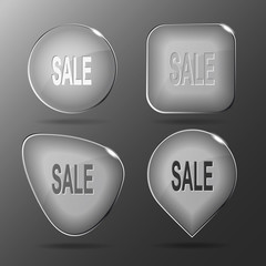 Sale. Glass buttons. Vector illustration.