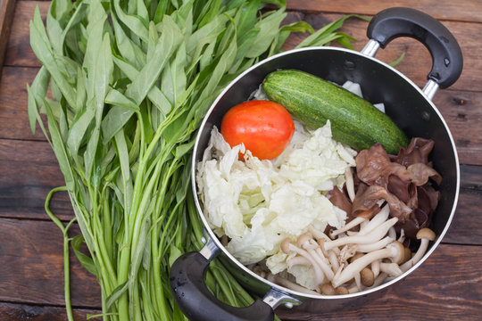 Vegetables in a cooking pot