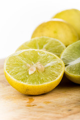 group of lemon isolated on wood