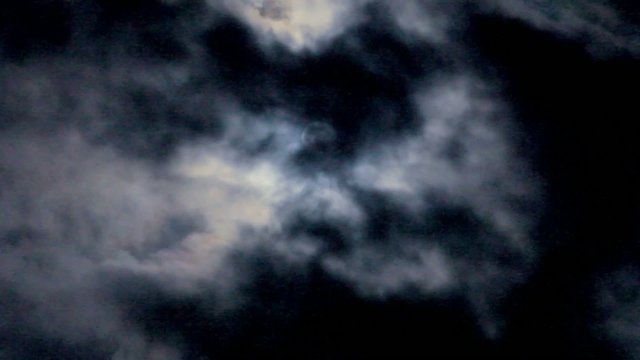 Magic full moon and white clouds on nightly sky