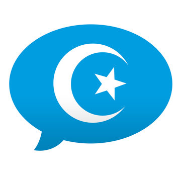 Etiqueta tipo app azul comentario simbolo islam