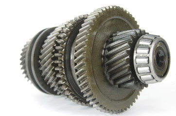 vehicle metal gear set on white background