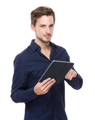 Man hold tablet