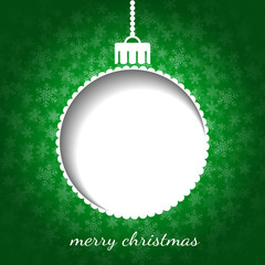 Christmas graphic in green color - bauble, snow, place for text
