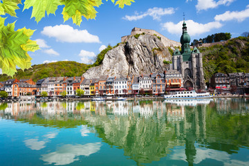 Meuse river with Collegiale Notre Dame, Belgium