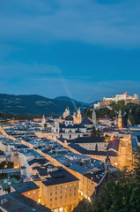 Fototapeta premium Salzburg general view as seen from Mönchsberg viewpoint, Austri