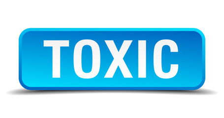 Toxic blue 3d realistic square isolated button