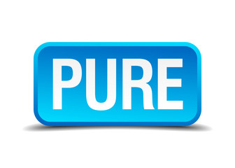 Pure blue 3d realistic square isolated button