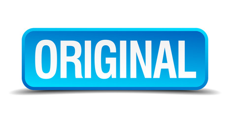 Original blue 3d realistic square isolated button