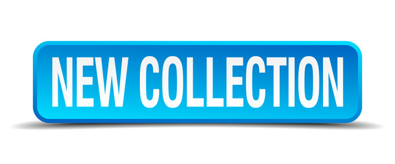 new collection blue 3d realistic square isolated button