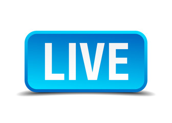Fototapeta premium Live blue 3d realistic square isolated button