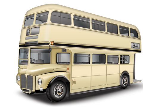 alter Doppelstockbus gelb, freigestellt