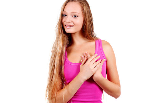 Nice girl in pink shirt