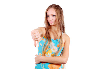 Girl in sport's swimming suit