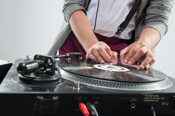 Dj at work isolated on white background