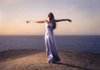 beautiful woman with a long dress