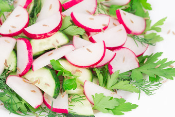 Radish salad with cucumber.