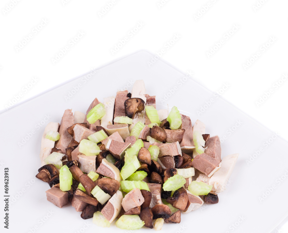 Canvas Prints Meat salad with mushrooms.