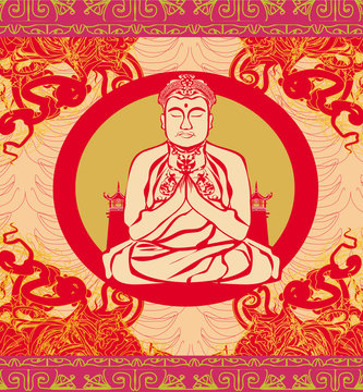 Buddha - abstract background, beautiful ornament card