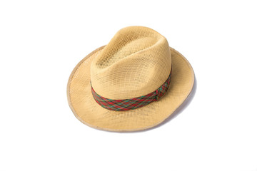 Fototapeta na wymiar A woven fashion hat isolate on white background