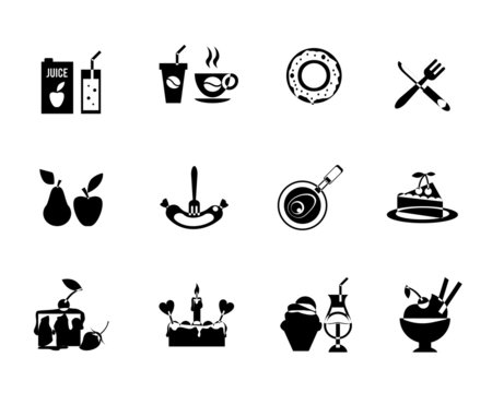 Set of black vector food icons