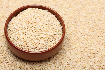 Pearl barley in bowl