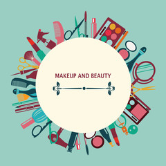 set of makeup and beauty elements  pattern-illustration