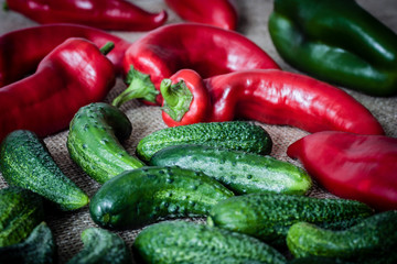 cucumbers and peppers