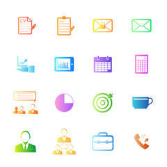 Colorful style Business and office icons vector set.